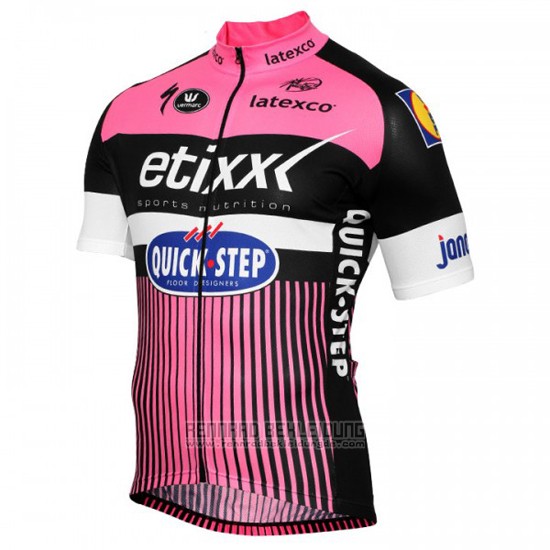 2016 Fahrradbekleidung Etixx Quick Step Rosa und Shwarz Trikot Kurzarm und Tragerhose - zum Schließen ins Bild klicken